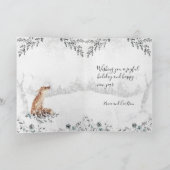 スノーウィーウィンウッドランドレッドキツネウォーターカラーホリデー シーズンカード (内部)