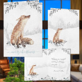 スノーウィーウィンウッドランドレッドキツネウォーターカラーホリデー シーズンカード