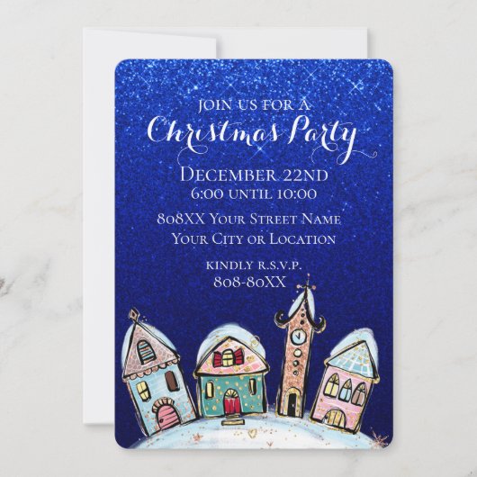 スノーウィーウィンターナイトビレッジクリスマスパーティー 招待状 (正面)