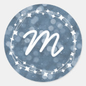 スノーウィーウィンターナイト《写真》ぼけ味ホリデーモノグラム ラウンドシール (正面)