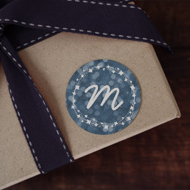 スノーウィーウィンターナイト《写真》ぼけ味ホリデーモノグラム ラウンドシール