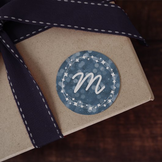 スノーウィーウィンターナイト《写真》ぼけ味ホリデーモノグラム ラウンドシール