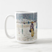 スノーウィーウィンターニューヨークシティシーンヴィンテージアート コーヒーマグカップ (左)