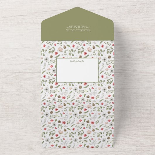 スノーウィーウィンターハウス |フォトクリスマスカード オールインワン招待状 (外側)