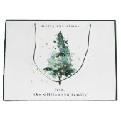 スノーウィーウィンターパインツリークリスマス抱き枕 ラージペーパーバッグ (正面)