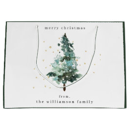 スノーウィーウィンターパインツリークリスマス抱き枕 ラージペーパーバッグ