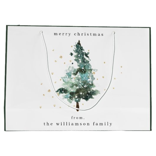 スノーウィーウィンターパインツリークリスマス抱き枕 ラージペーパーバッグ (裏面)