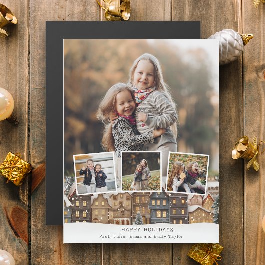 スノーウィーウィンタービレッジフォーフォトコラージュ