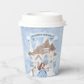 スノーウィーウィンターレッドフォールドプリンセス誕生日 紙コップ (裏面)