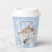 スノーウィーウィンダーク髪プリンセス誕生日 紙コップ (裏面)