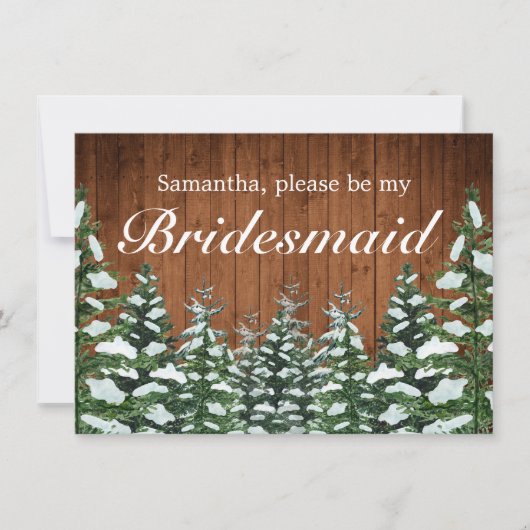 スノーウィーウッド&フォレストカントリーブライドメイド招待状カード セーブザデート (正面)