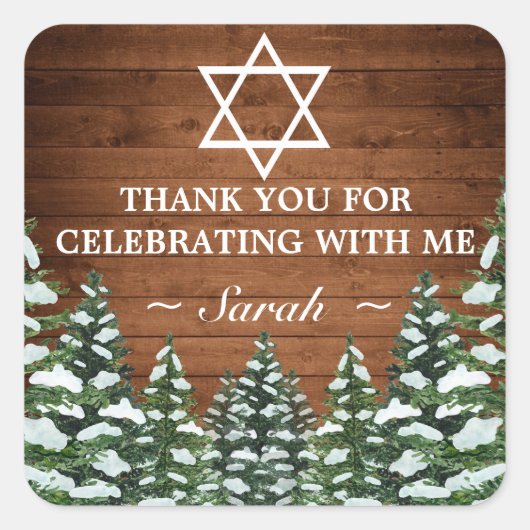 スノーウィーウッド&フォレストパインバーバルミツワーサンキュー スクエアシール (正面)