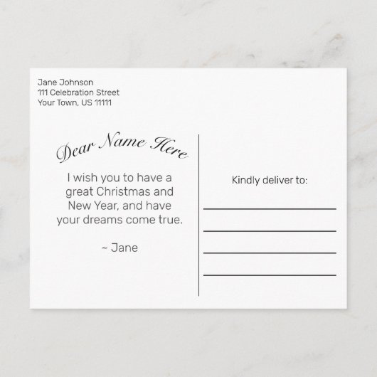 スノーウィーウッド&フォレストルーラルハッピーホリデーズグリーティング 案内ポストカード (裏面)