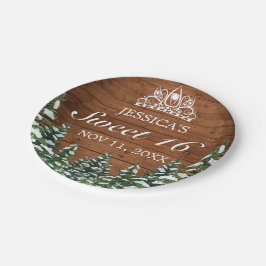 スノーウィーウッド&フォレストルーラルパインティアラスウィート16 ペーパープレート