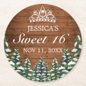 スノーウィーウッド&フォレストルーラルパインティアラスウィート16 ラウンドペーパーコースター (正面)