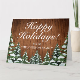 スノーウィーウッド&フォレストルーラルホリデーフォールドグリーティング カード