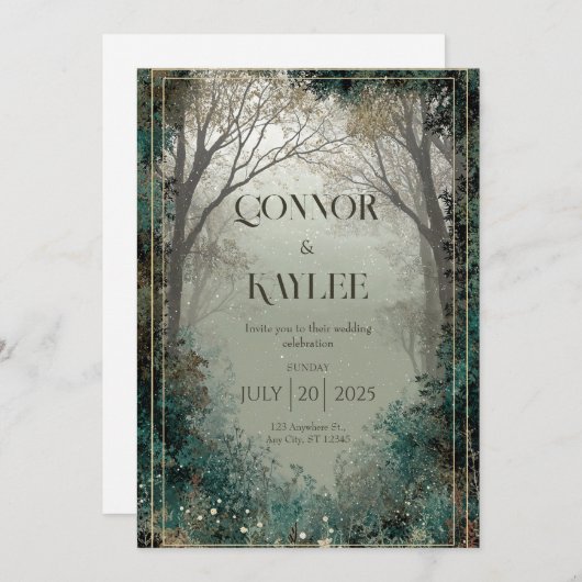 スノーウィーエンチャントフォレスト結婚式招待状 招待状 (正面/裏面)