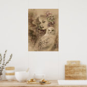 スノーウィークフクロウとクリスマスバラファンタジーアートポスター ポスター (キッチン)