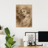 スノーウィークフクロウとクリスマスバラファンタジーアートポスター ポスター (ホームオフィス)