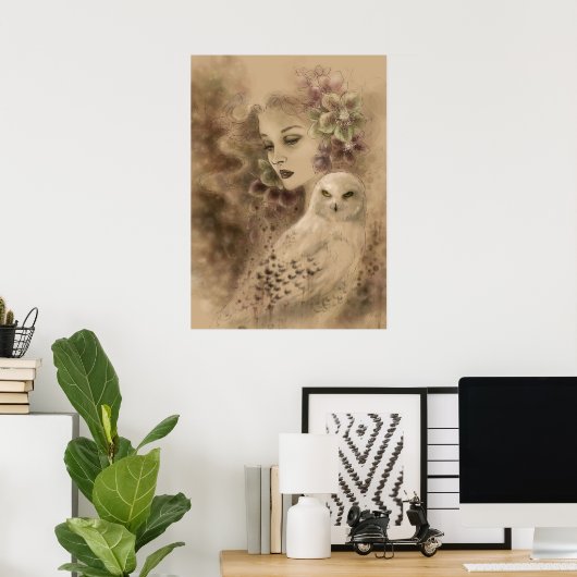 スノーウィークフクロウとクリスマスバラファンタジーアートポスター ポスター (ホームオフィス)