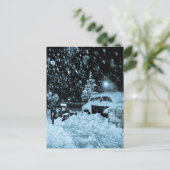 スノーウィークリスマスインニューヨークシティヴィンテージ シーズンポストカード (スタンド正面)