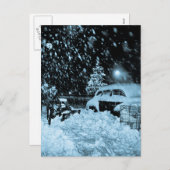 スノーウィークリスマスインニューヨークシティヴィンテージ シーズンポストカード (正面/裏面)