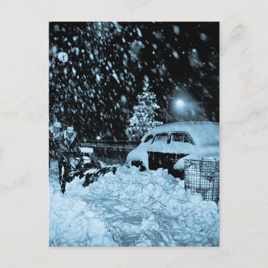 スノーウィークリスマスインニューヨークシティヴィンテージ シーズンポストカード (正面)