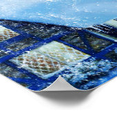 スノーウィークリスマスハウスとサンタ ポスター (角)