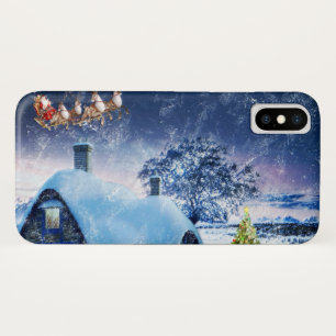 スノーウィークリスマスハウスアンドサンタ iPhone X ケース