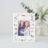 スノーウィークリスマスビレッジフラットホリデーカード シーズンポストカード (スタンド正面)