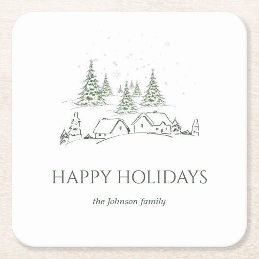 スノーウィークリスマスビレッジ スクエアペーパーコースター (正面)