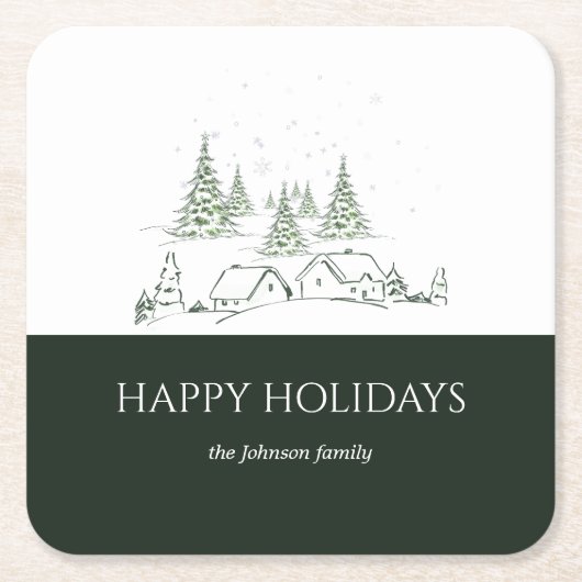 スノーウィークリスマスビレッジ スクエアペーパーコースター (正面)