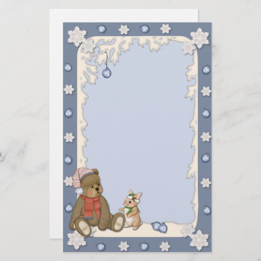 スノーウィークリスマスベア&バニー 便箋 (正面/裏面)