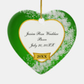 スノーウィーグリーンベビー初めてのクリスマスカスタム セラミックオーナメント (裏面)