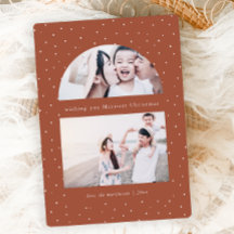 スノーウィーグローブテラコッタクリスマスフォトカード