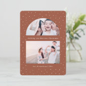 スノーウィーグローブテラコッタクリスマスフォトカード (スタンド正面)