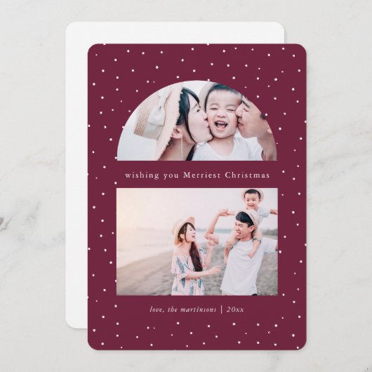 スノーウィーグローブフォトグレープクリスマスホリデーカード (正面/裏面)