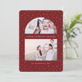 スノーウィーグローブフォトレッドクリスマスホリデーカード (スタンド正面)