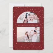 スノーウィーグローブフォトレッドクリスマスホリデーカード (正面)