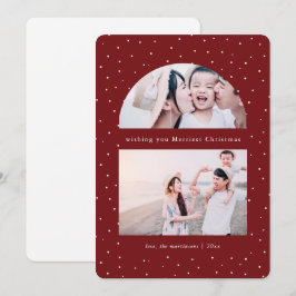 スノーウィーグローブフォトレッドクリスマスホリデーカード