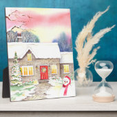 スノーウィーコテージ水絵画色(Snowey Water Color) フォトプラーク (側面)