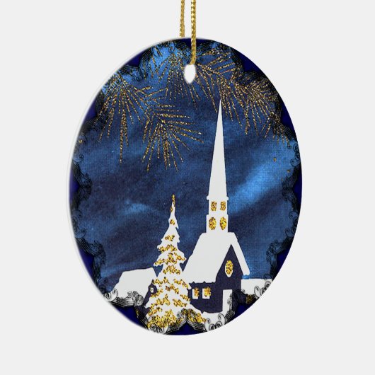 スノーウィーチャーチヴィンテージクリスマスオーナメント セラミックオーナメント (右)