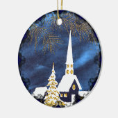 スノーウィーチャーチヴィンテージクリスマスオーナメント セラミックオーナメント (左)