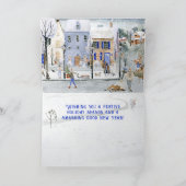 スノーウィーノルディックビレッジハウスス忙しクリスマスウィンター シーズンカード (内部)