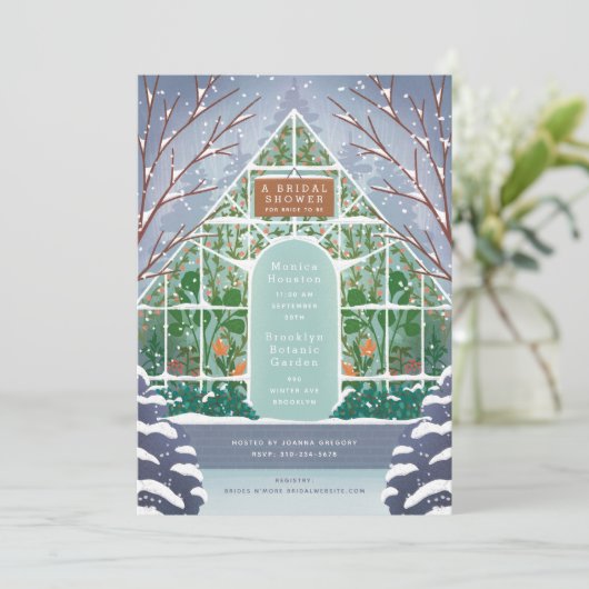 スノーウィーハウス冬ブライダルシャワー 招待状 (スタンド正面)