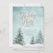 スノーウィーパインズクリスマスツリータイポグラフィホリデイ 招待状 (正面)