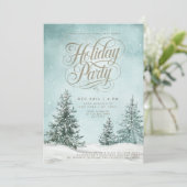 スノーウィーパインズクリスマスツリータイポグラフィホリデイ 招待状 (スタンド正面)