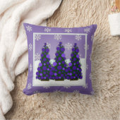 スノーウィーパープルクリスマスツリー装飾用クッション クッション (ブランケット)