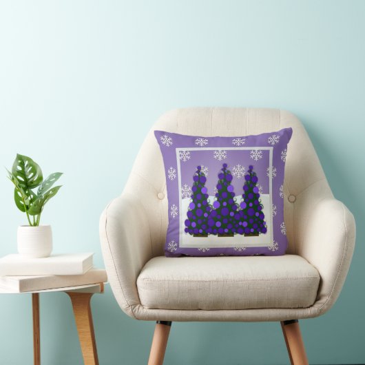 スノーウィーパープルクリスマスツリー装飾用クッション クッション (椅子)