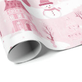 スノーウィーピンククリスマスビレッジ ラッピングペーパー (ロールコーナー)